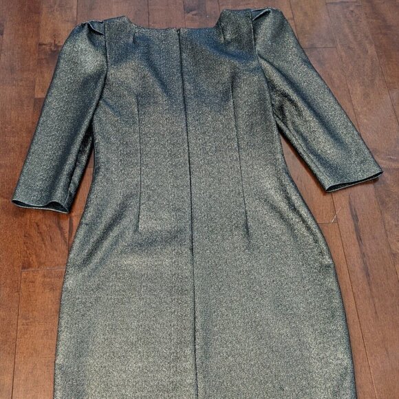Rickie Freeman Teri Jon women's gold puff sleeve dress in size 8 - Picture 2 of 8